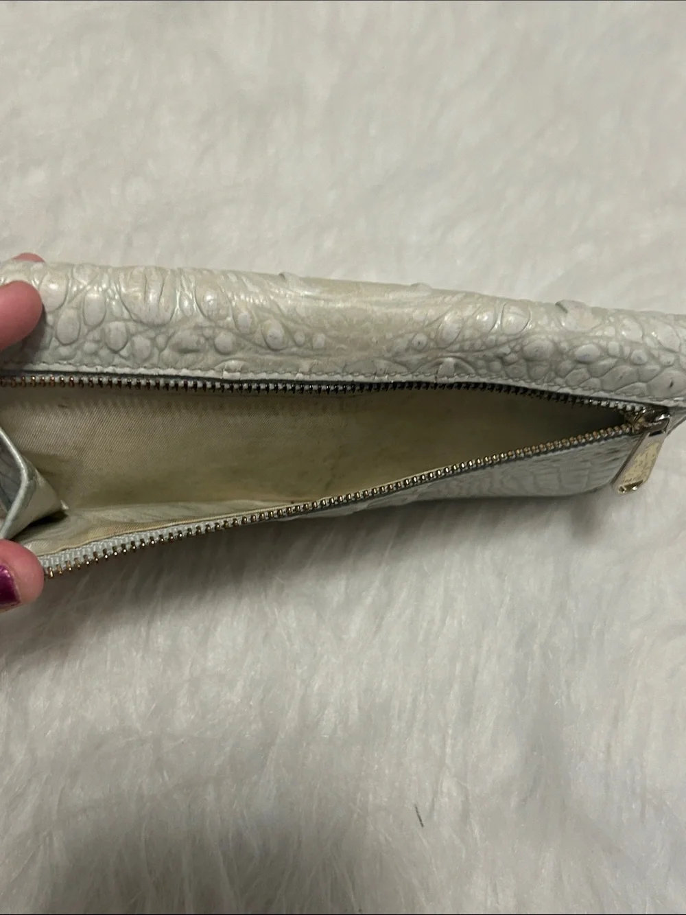 Brahmin White Croc-Embossed Leather Wallet